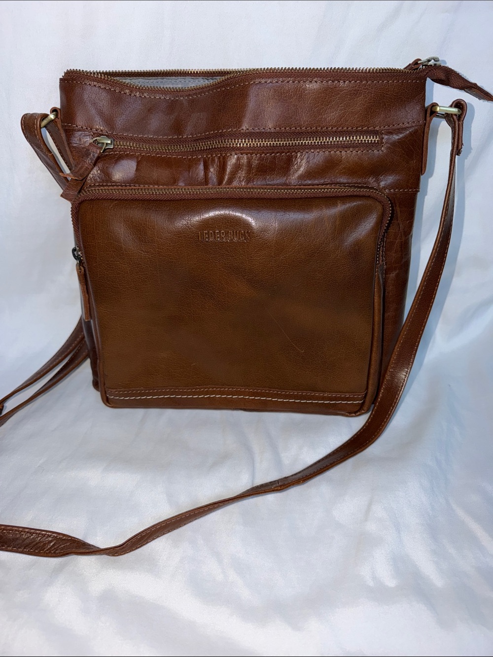 Brown Leather Crossbody Bag with Front Pocket